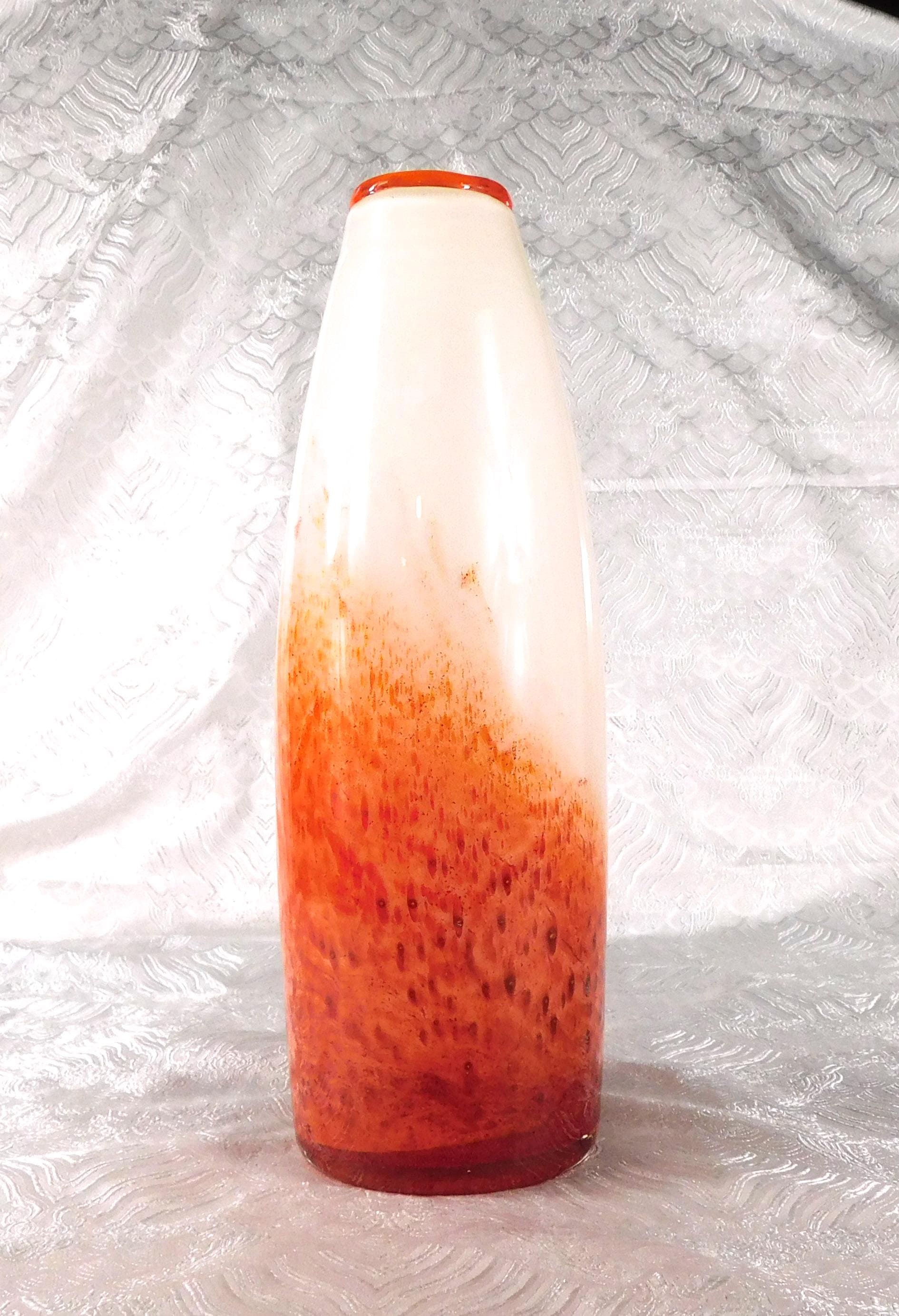 Orange and White Art Glass Vase # 27480