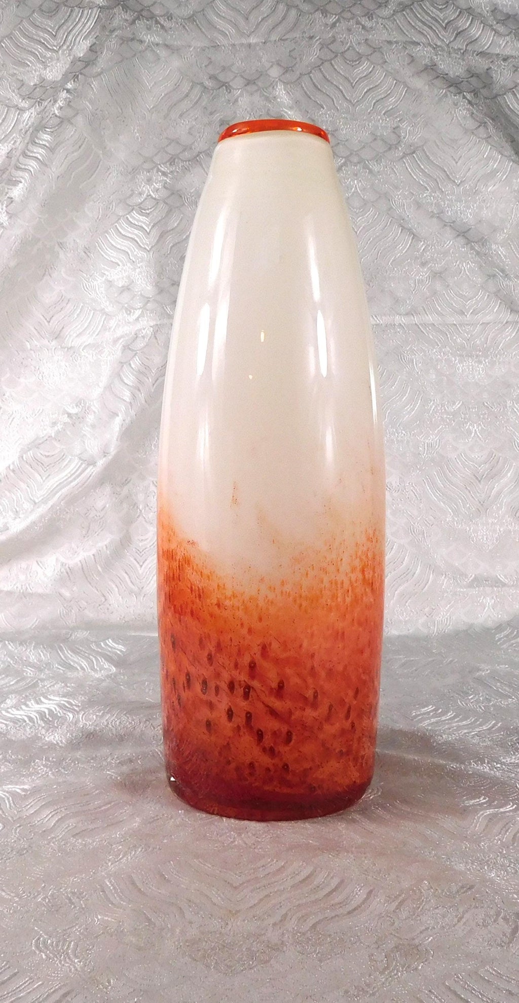 Orange and White Art Glass Vase # 27480