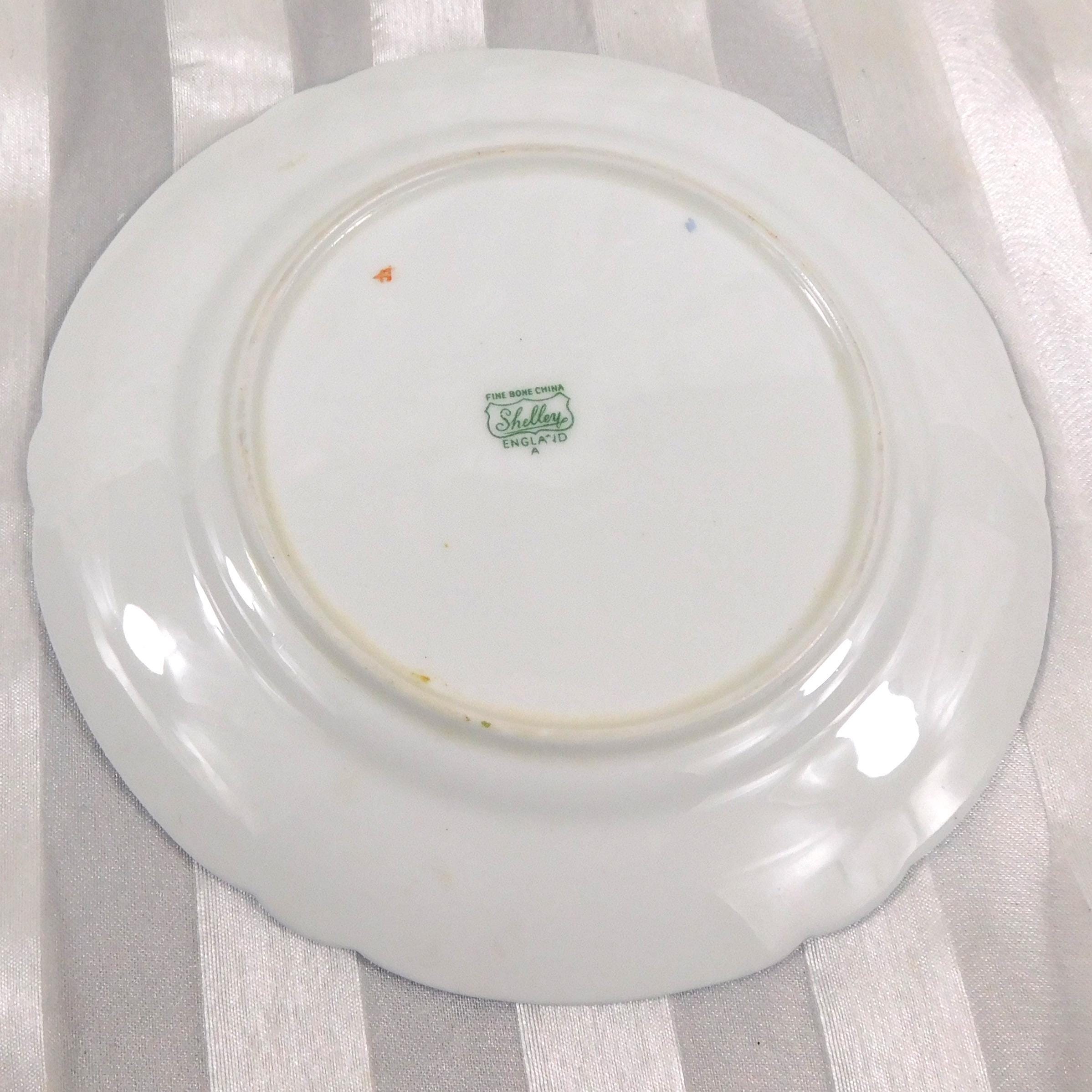 Set of Four Shelley Bread Plates in Rose Pansy Forget Me Not  # 27210