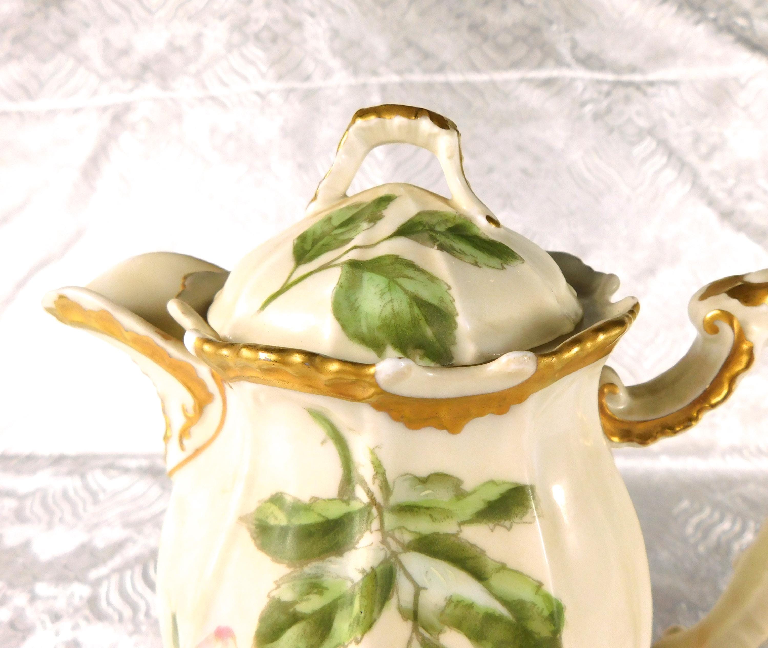 Coiffe et Cie Chocolate Pot with Apple Blossoms # 27694