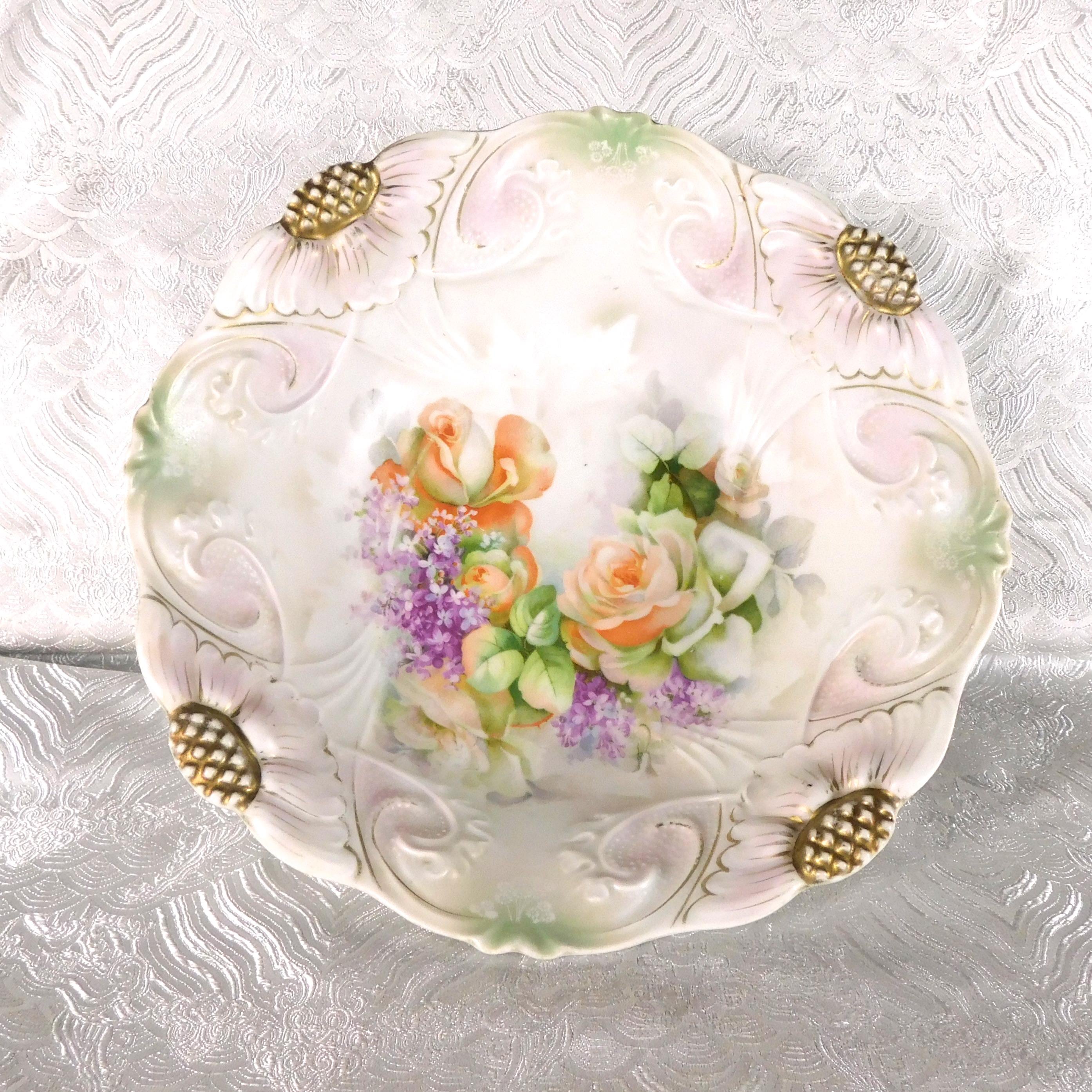 Large Bowl with Flower Detail in Rim # 27724