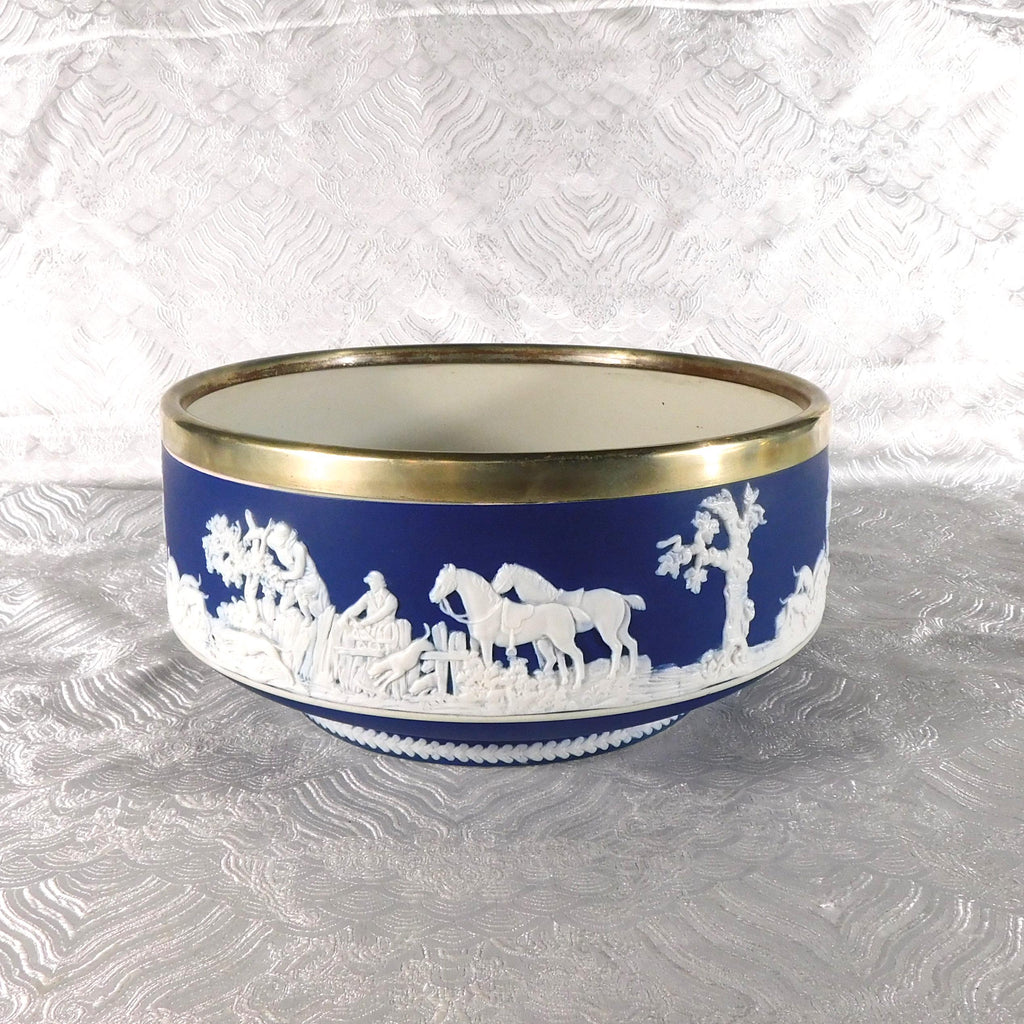 William Adams Dark Blue Large Jasperware Bowl # 27719