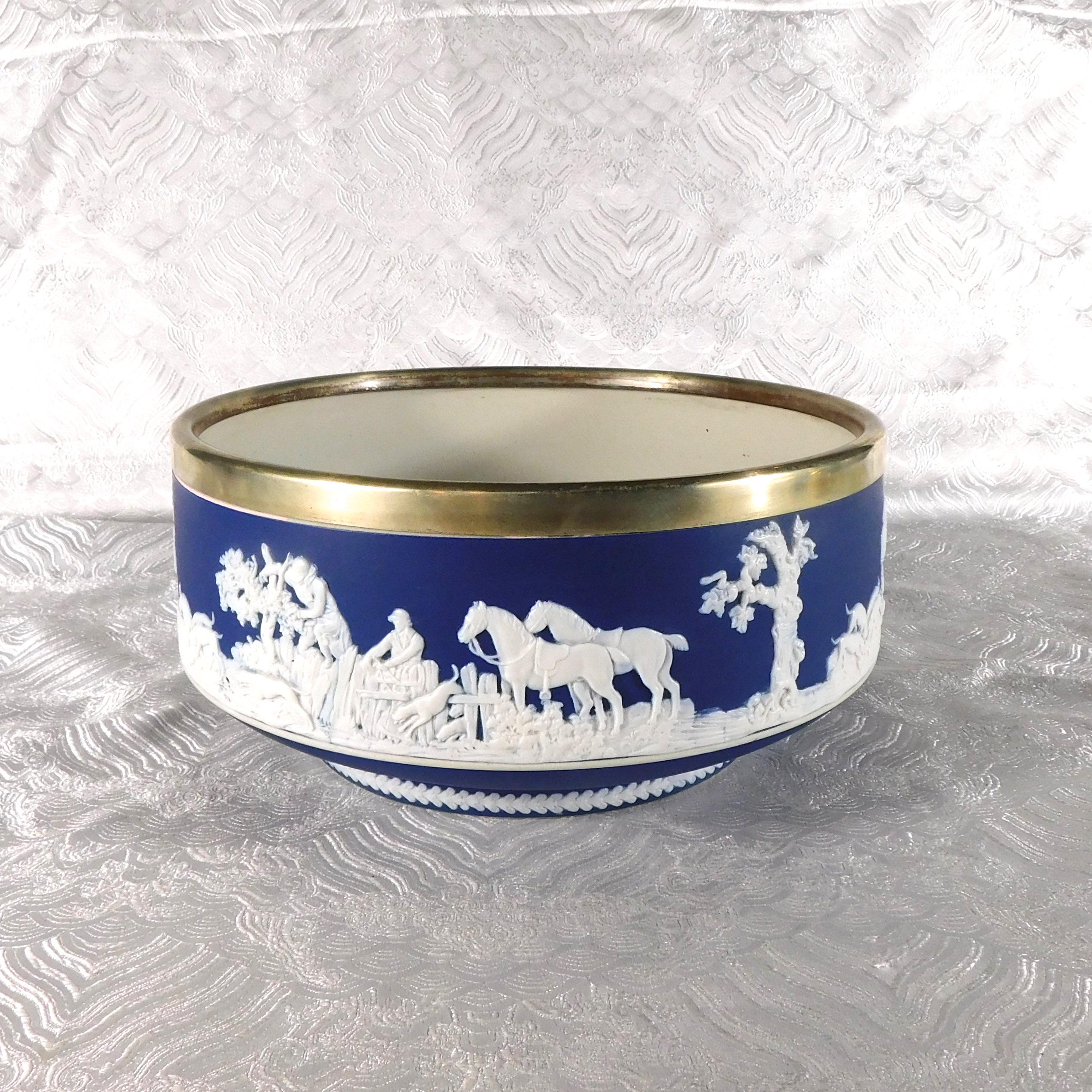 William Adams Dark Blue Large Jasperware Bowl # 27719