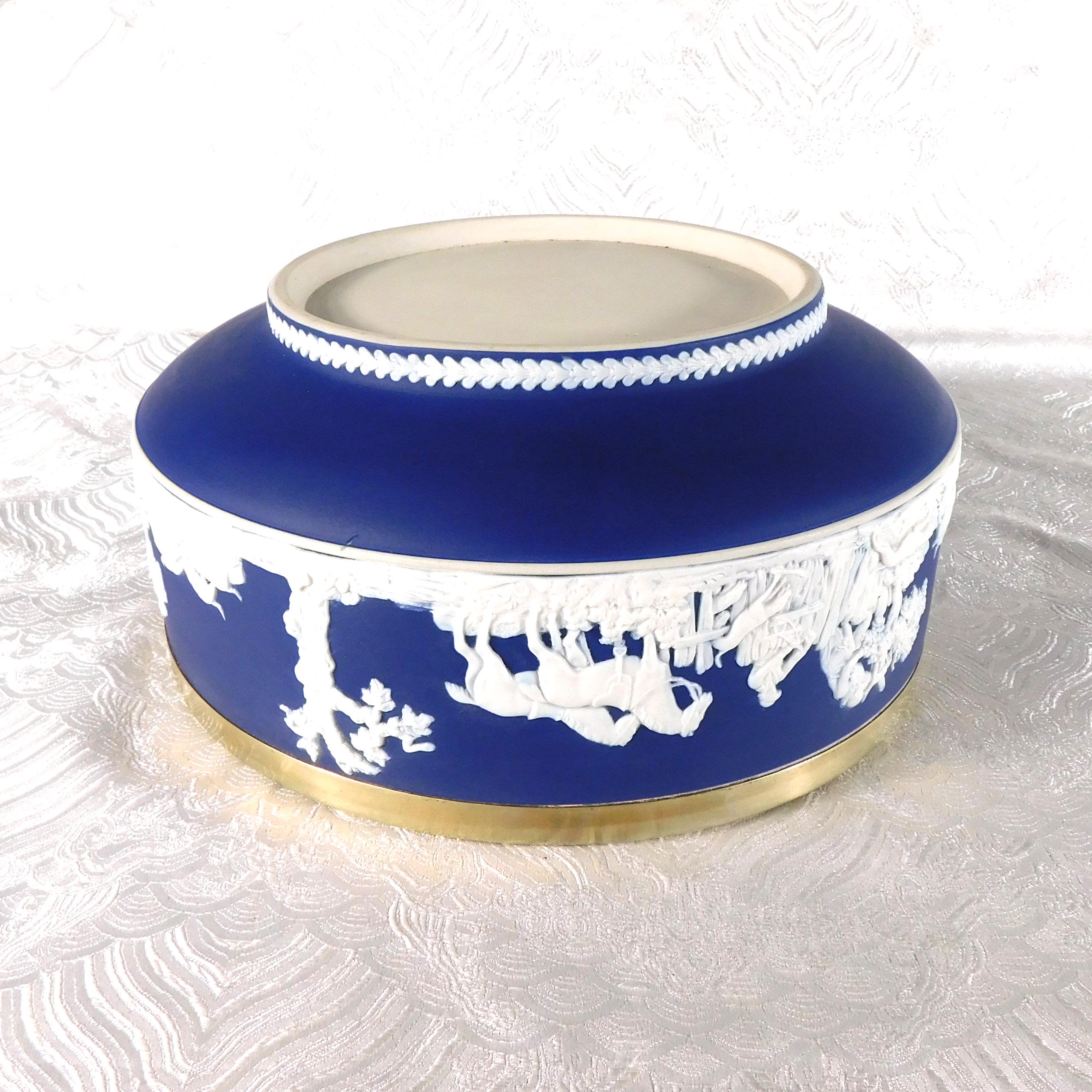 William Adams Dark Blue Large Jasperware Bowl # 27719