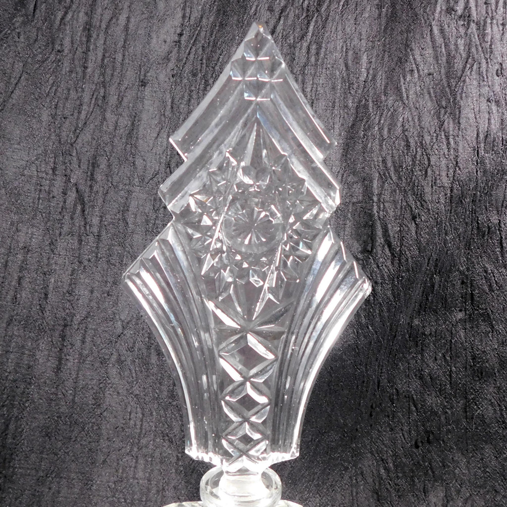 Clear Cut Glass Perfume Bottle with Tall Stopper # 26273