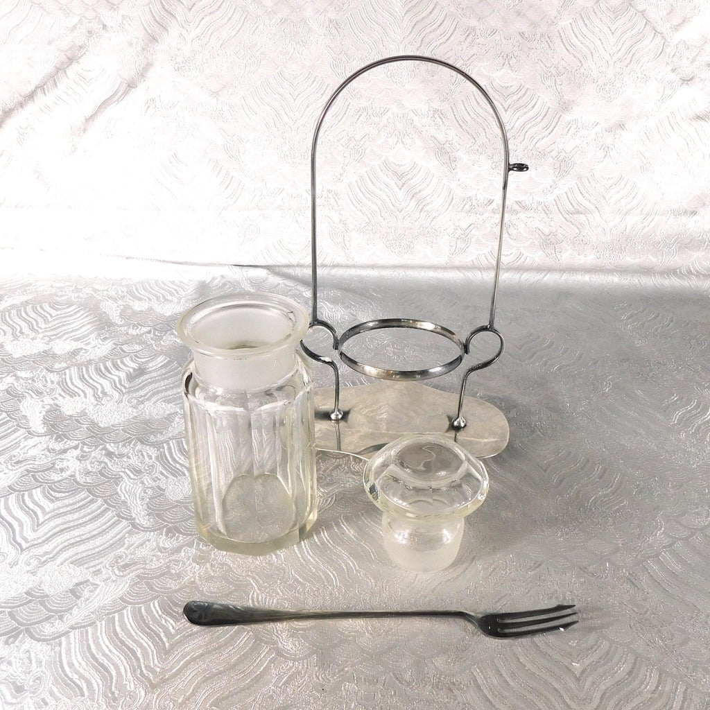 Glass Pickle Jar with EPNS Stand and Fork # 27705