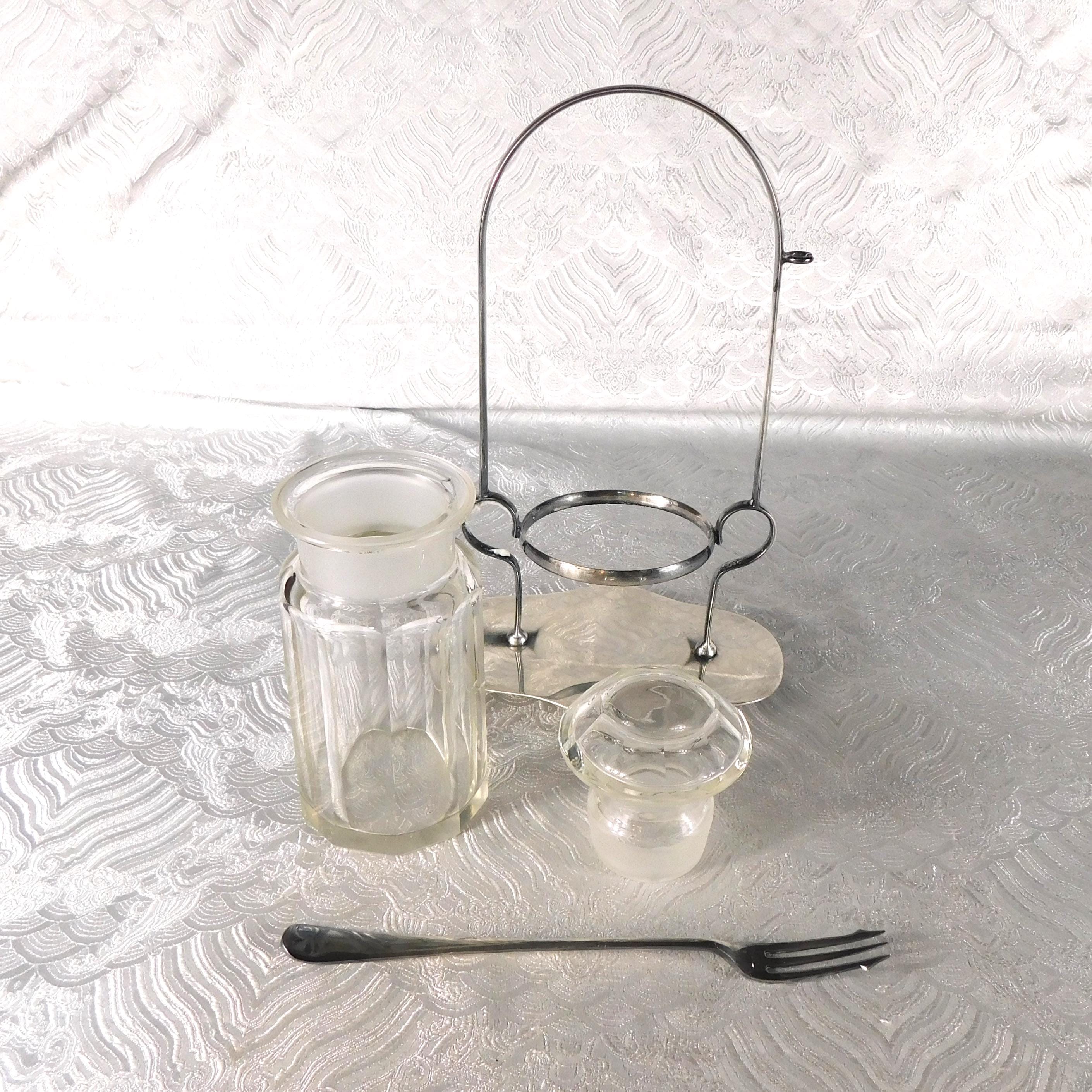 Glass Pickle Jar with EPNS Stand and Fork # 27705
