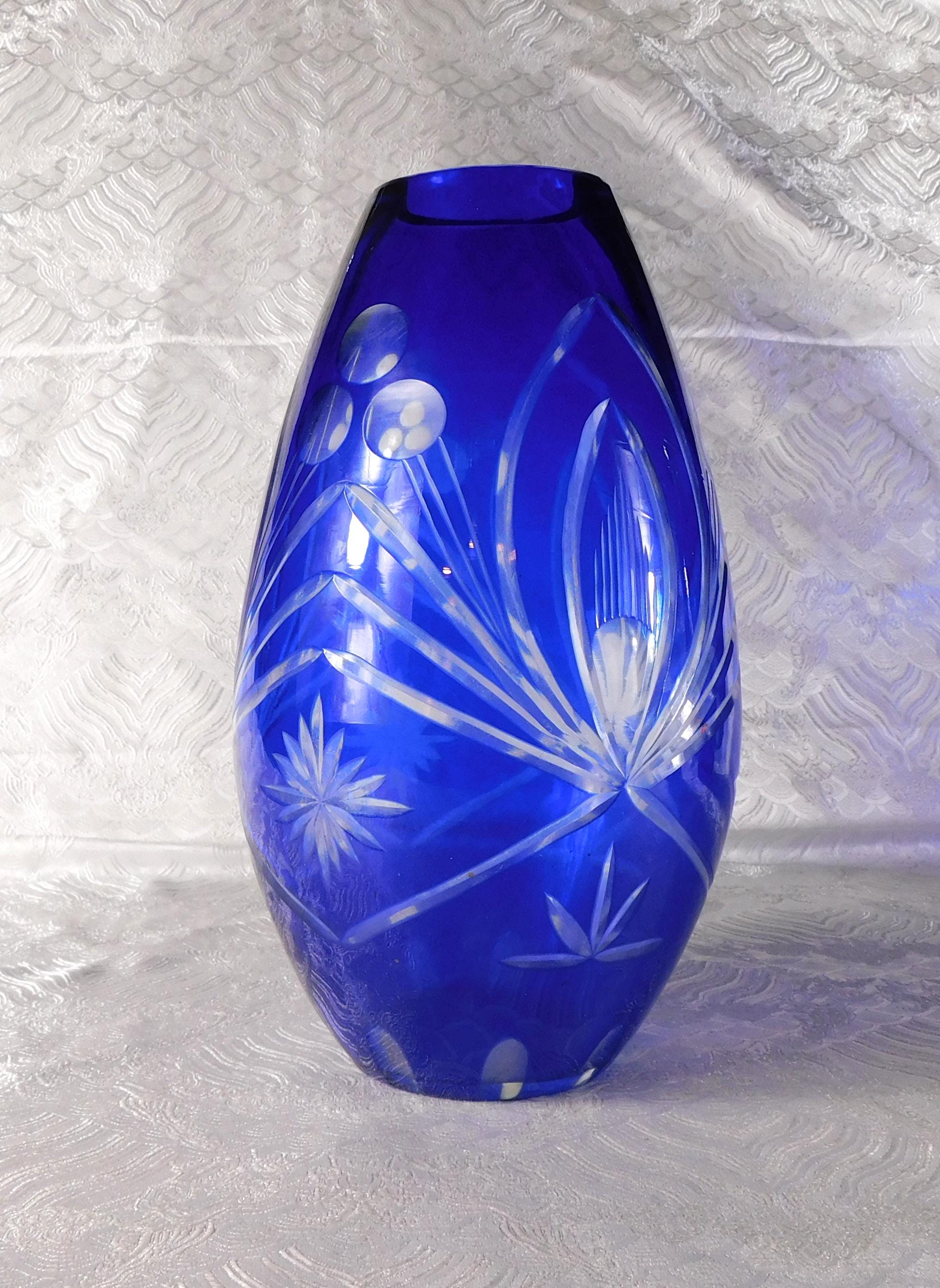 Blue Cut to Clear Vase # 27707