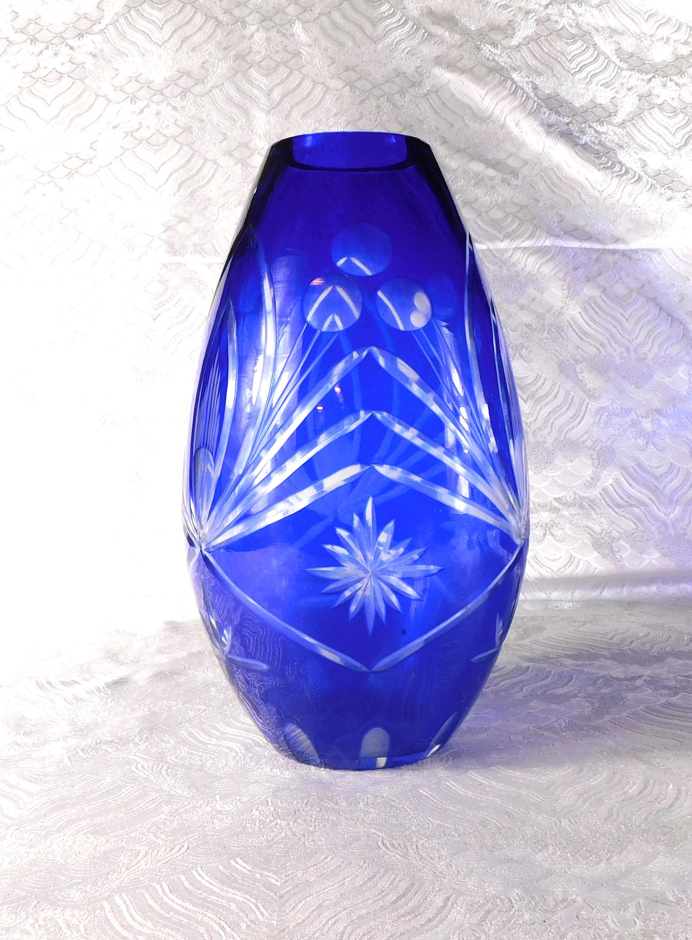 Blue Cut to Clear Vase # 27707