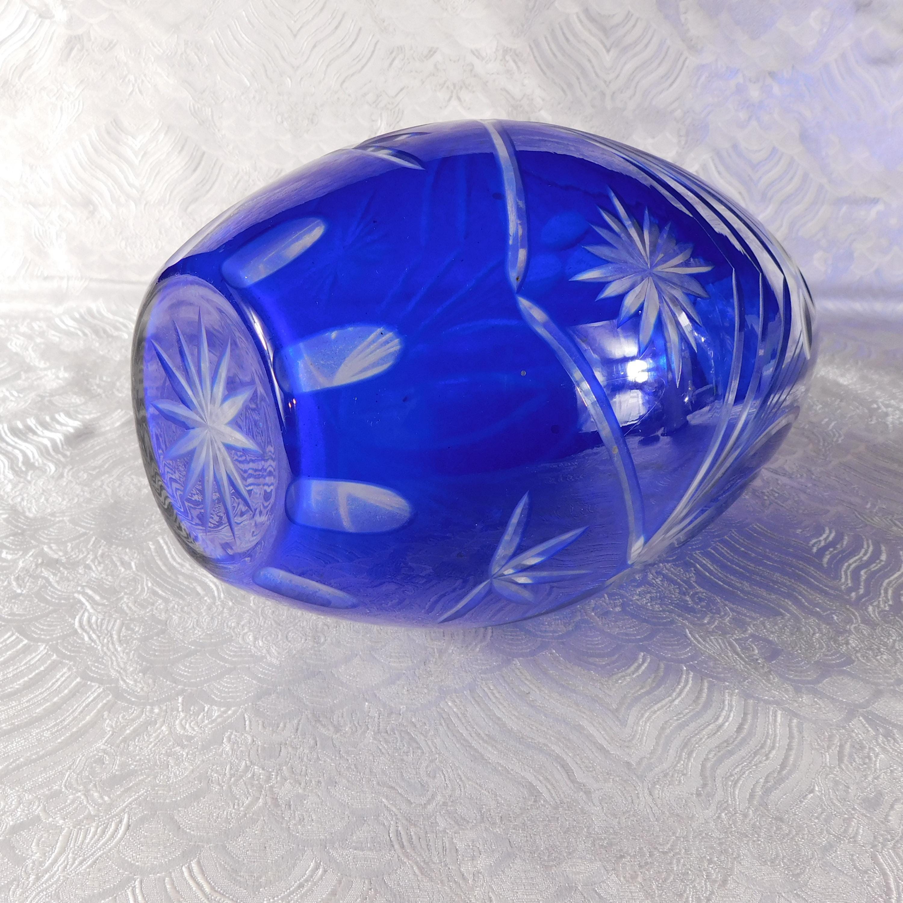 Blue Cut to Clear Vase # 27707