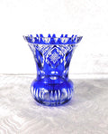 Short Blue Cut to Clear Vase # 27712