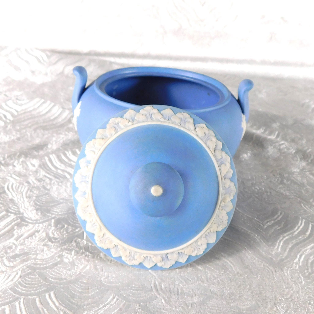 Wedgwood Light Blue Jasperware Sugar Bowl with Lion and Unicorn Crest # 27735